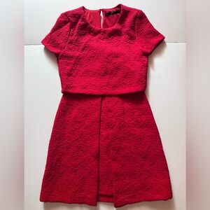 Zara Trafaluc Elegant Red Textured Dress in Size XS in EUC